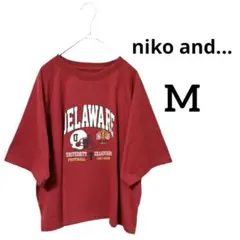 【niko and】ニコアンド アソートカレッジTシャツ 赤 Mサイズ レッド