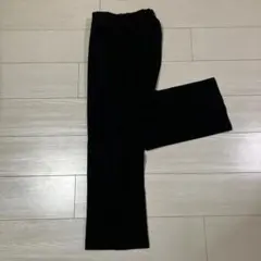 ブラック 起毛センタープレスパンツ ゴムウエスト