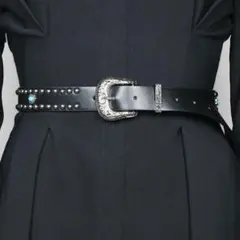 Y2K系 黒 スタッズ ウエスタンベルト ターコイズ アメカジ ロック ヴィンテ