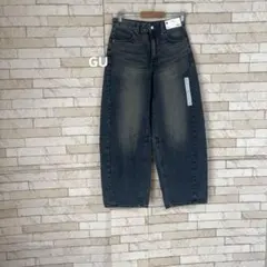 美品 GU ジーユー バレルレッグジーンズ ワイド デニム レディース