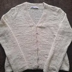 ZARA アイボリー ニットカーディガン Mサイズ