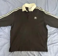 adidas ブラック 長袖 ポロシャツ