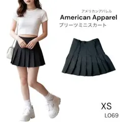 L069 アメリカンアパレル テニススカート プリーツ ブラック XSのサムネイル