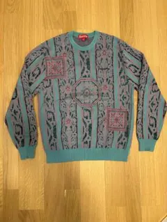 Supreme 総柄 クルーネック ニット Mサイズのサムネイル