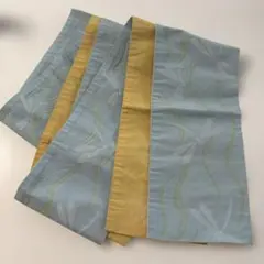 【大丸で購入】リバーシブル 半幅帯 浴衣帯 水色 トンボ 黄色 椿 織模様