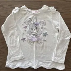 メゾピアノ　ウサギ刺繍の長袖カットソー 100cm