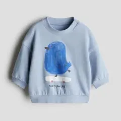 プリントスウェットシャツ　ライトブルー/バード