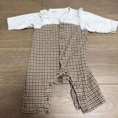GU 前開きカバーオール　千鳥柄　80