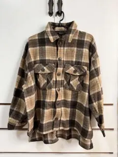 ブラウン チェック フランネルシャツ