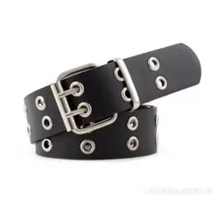 스터드 벨트 더블 핀 벨트 y2k 블랙 스케이터 자물쇠 가벼운