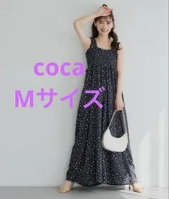 coca 花柄 シャーリングフリルオールインワン サロペット ネイビー Mサイズのサムネイル