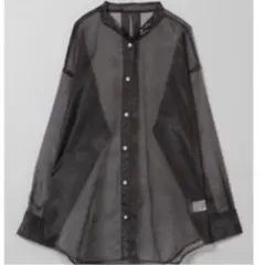 シアーバンドカラーシャツ