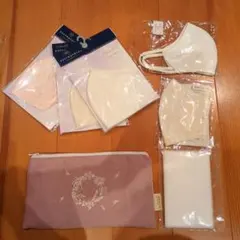 未使用【ホワイトレースガードマスク5枚セット 麻マスクポーチとフィルター付き】