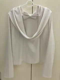 H&Mボウタイ長袖トップス ホワイト