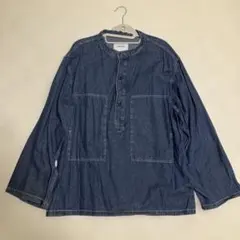 MAISON CLUB U.S.ARMY バンドカラーデニムプルオーバーシャツL