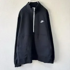 NIKE ハーフジップスウェット　ワンポイント刺繍 黒　メンズ　XL 655