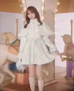 ミシェル マカロン ファー 付き ケープ フレア コート