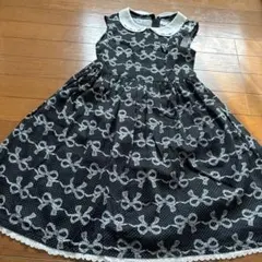 ワンピース 黒と白のリボン柄