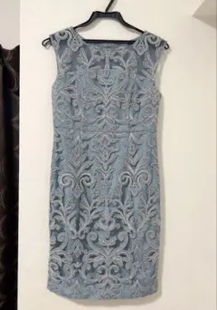 diagram ドレス　結婚式　お呼ばれ ラメ 水色 グレー シースルー