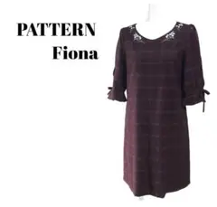 【PATTERN Fiona 】フラワー刺繍 チェックワンピース シアーリボン袖