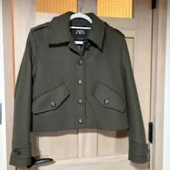 ZARA カーキ オリーブグリーン クロップドジャケット
