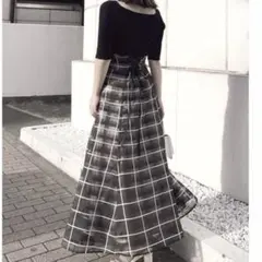 Apuweiser-riche サイドリボンチェック柄ドッキングワンピース - メルカリ