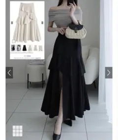 GRL アシンメトリーラッフルスリットスカート[ask137]