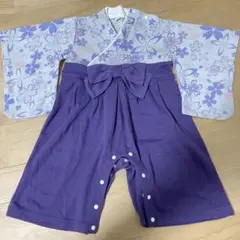 袴 ロンパース 紫 パープル 70cm 80cm ひな祭り
