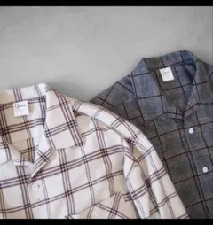 Yuan wed store ネルシャツ　開襟 オープンカラー　チェック