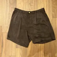 t*a様 90年代古着ダークブラウンヴィンテージ2タックショートパンツ34インチのサムネイル