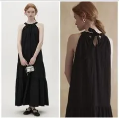 Fano Studios ホルターネック バックタイリボン ティアードワンピース