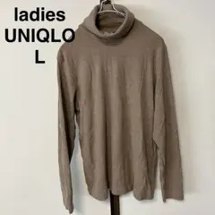 レディース　長袖　Tシャツ　ヒートテック　ユニクロ　ハイネック　薄い茶