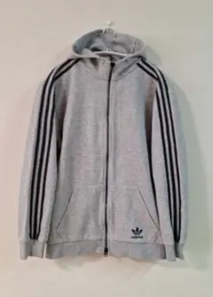 adidas グレー ジップパーカー パーカー M