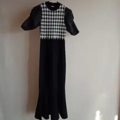 eimy istoire スプリングギンガムマーメイドニットワンピース