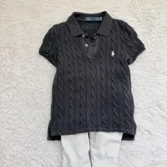 人気✨ポロラルフローレン QRタグ ケーブルニット ポロシャツ 半袖 ポニー刺繍