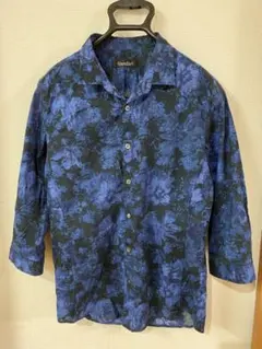 Tornado Mart 青黒花柄七分袖シャツ