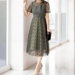 Replete パーティードレス レース ロングワンピース