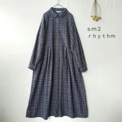 サマンサモスモスリズム◉チェックシャツタックワンピース　良品　羽織り　ラグラン