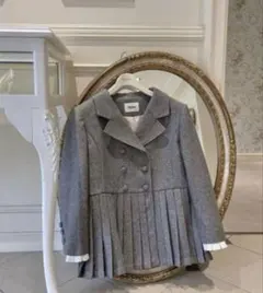 エピヌ　pleats frill jacket herringbone gray