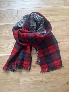 赤と黒のチェック リバーシブルマフラー