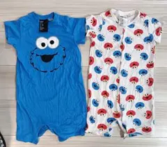 H&M セサミストリート 92cmロンパース 2枚セット