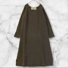 ナノユニバース Vネック ニットワンピース カーキ 36サイズ