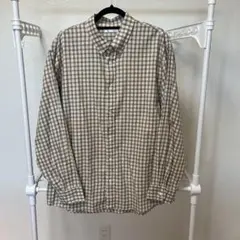 GU チェック柄シャツ XLサイズ ベージュ系