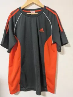adidas アディダス Tシャツ グレー オレンジ スポーツウェア L