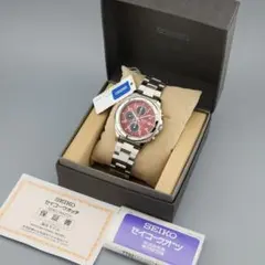 【新品/美品】SEIKO 希少赤文字盤7T92- 0CA0 完動品