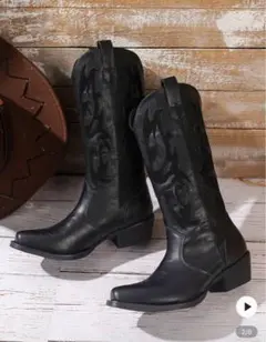 【新品未使用品】SHEIN ウエスタンブーツ ブラック 24㎝