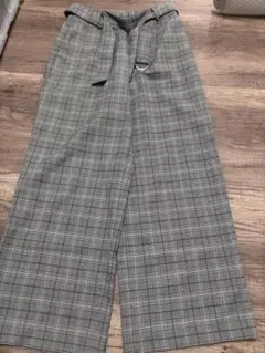 グラシア ハニーズ　ワイドパンツ ベルト付き チェック柄 L