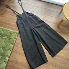 グリーンレーベルリラクシング　オールインワン サロペット　スミ黒　リネン