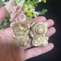 アンバーフラワーカルサイト チョコレートカルサイト クマさん 彫り物 置物