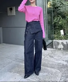 mystic アシンメトリーウエストダークデニムパンツ＋ビスチェのサムネイル